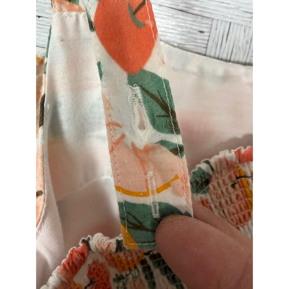 Isaac Mizrahi Girls SunDress long Smocked Orange Citrus Print Ruffle spring - Picture 5 of 12